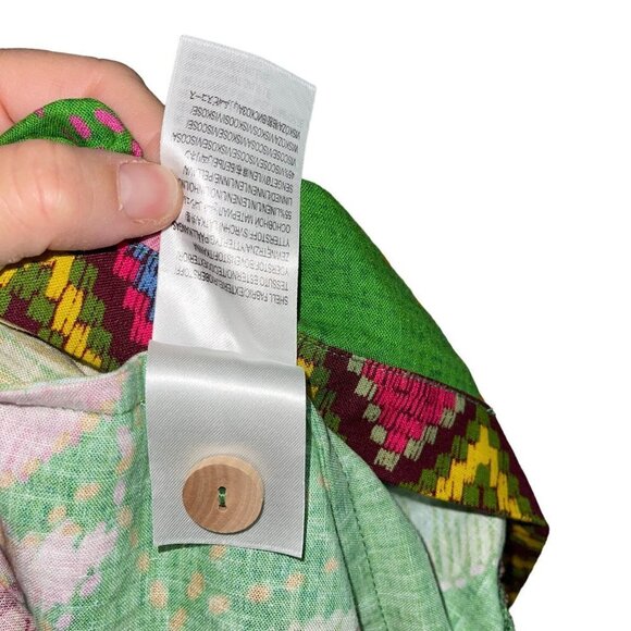 Farm Rio Womens Dress Size XS Green Off The Shoulder Tropical Midi Button Up - Picture 5 of 10